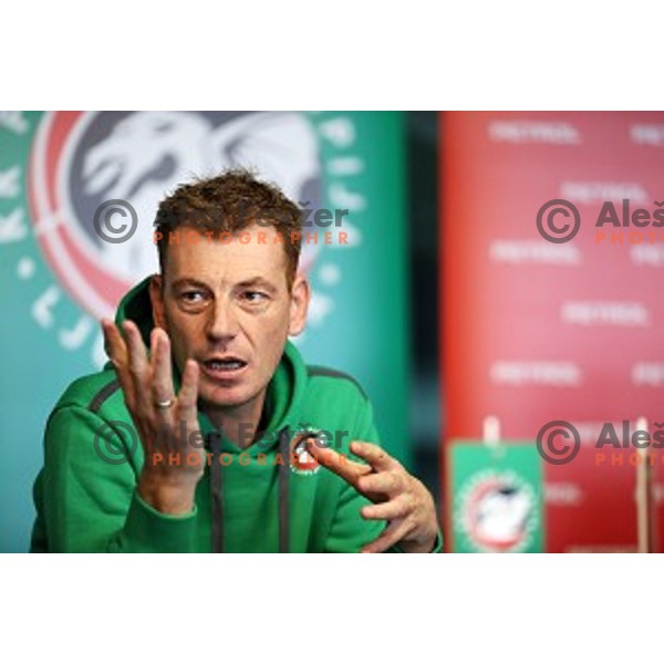Gasper Okorn, head coach of Petrol Olimpija during press conference before 2017-2018 basketball season in Ljubljana on September 27, 2017