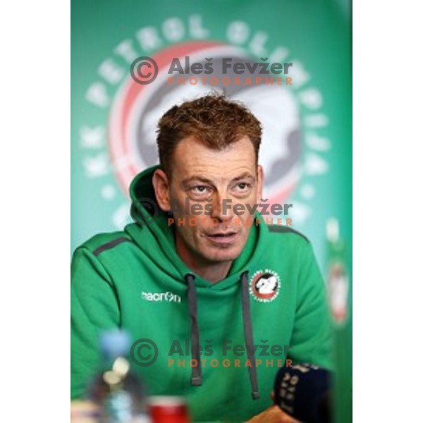 Gasper Okorn, head coach of Petrol Olimpija during press conference before 2017-2018 basketball season in Ljubljana on September 27, 2017