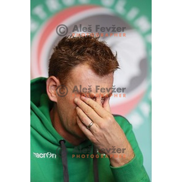 Gasper Okorn, head coach of Petrol Olimpija during press conference before 2017-2018 basketball season in Ljubljana on September 27, 2017