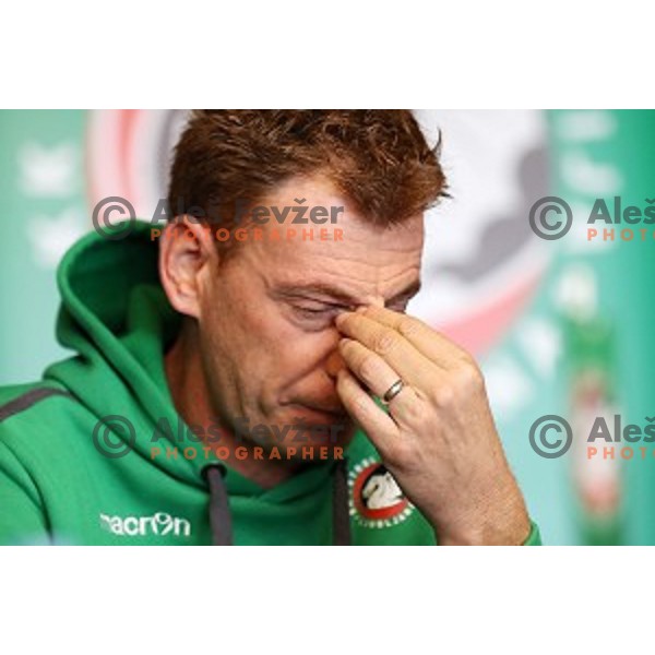 Gasper Okorn, head coach of Petrol Olimpija during press conference before 2017-2018 basketball season in Ljubljana on September 27, 2017