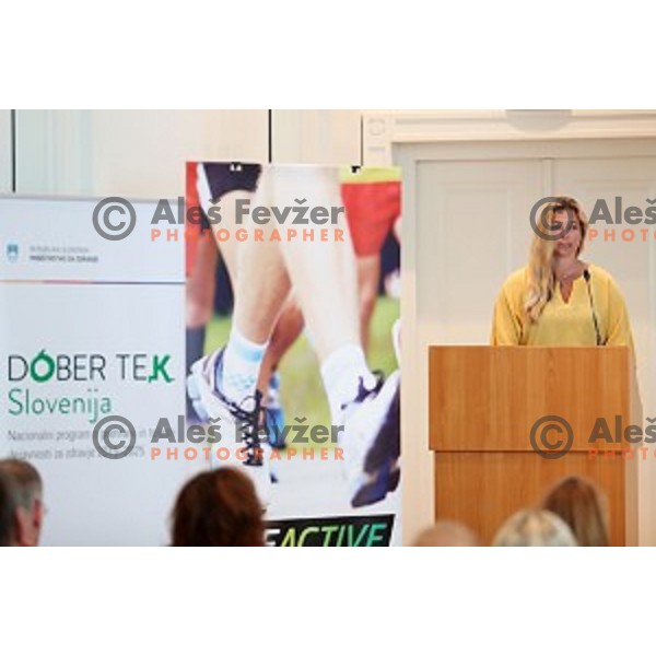 Nina Makuc gives a speech at European Sport Week BeActive event in hotel Union, Ljubljana, Slovenia on September 27, 2017