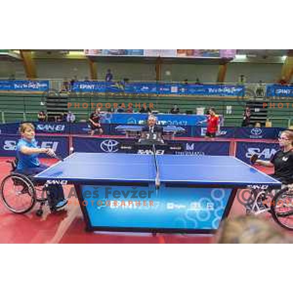 Andreja Dolinar in action during European Table Tennis Championships for the Disabled EPINT 2017 in Tri Lilije Hall, Lasko, Slovenia on September 28, 2017 