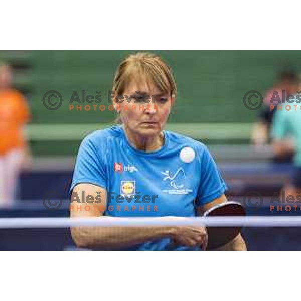 Andreja Dolinar in action during European Table Tennis Championships for the Disabled EPINT 2017 in Tri Lilije Hall, Lasko, Slovenia on September 28, 2017 