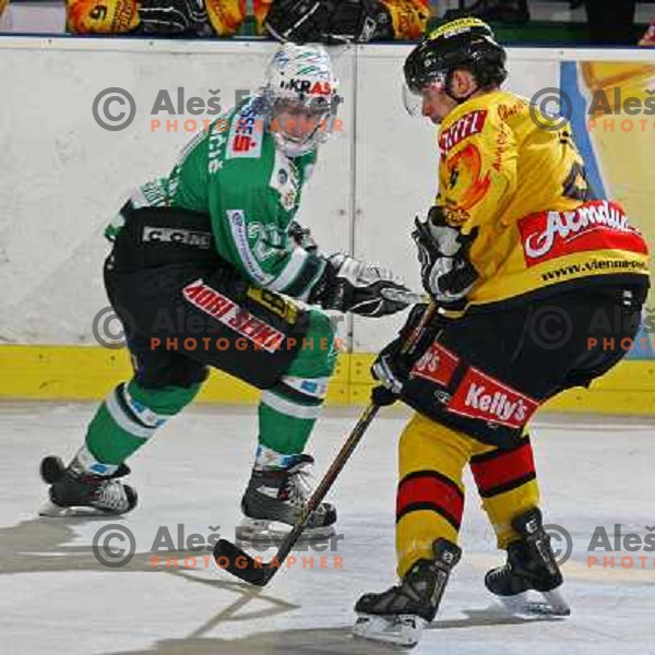 Avgustincic at ice-hockey match ZM Olimpija-Vienna Capitals in Ebel league, played in Ljubljana, Slovenia 7.12.2007. Photo by Ales Fevzer 