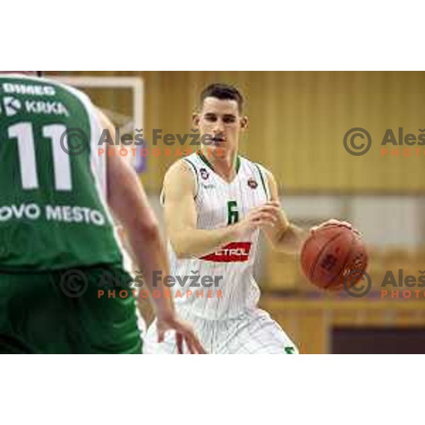 action during Slovenian basketball SuperCup between Petrol Olimpija and Krka in Tivoli Hall, Ljubljana on September 28, 2017