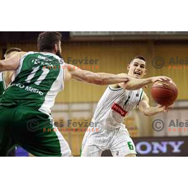action during Slovenian basketball SuperCup between Petrol Olimpija and Krka in Tivoli Hall, Ljubljana on September 28, 2017