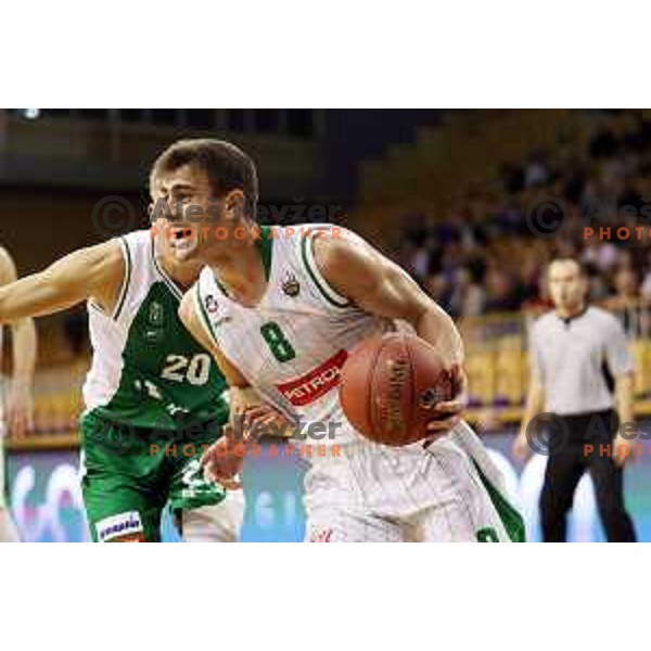 action during Slovenian basketball SuperCup between Petrol Olimpija and Krka in Tivoli Hall, Ljubljana on September 28, 2017