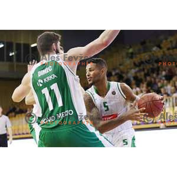 action during Slovenian basketball SuperCup between Petrol Olimpija and Krka in Tivoli Hall, Ljubljana on September 28, 2017