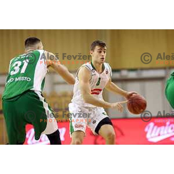 action during Slovenian basketball SuperCup between Petrol Olimpija and Krka in Tivoli Hall, Ljubljana on September 28, 2017