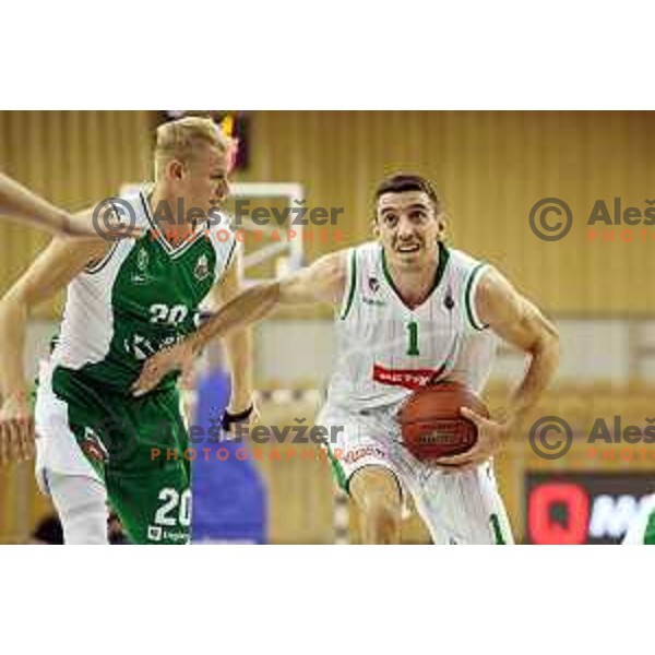 action during Slovenian basketball SuperCup between Petrol Olimpija and Krka in Tivoli Hall, Ljubljana on September 28, 2017