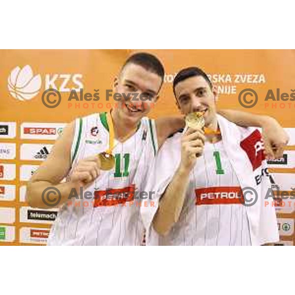 action during Slovenian basketball SuperCup between Petrol Olimpija and Krka in Tivoli Hall, Ljubljana on September 28, 2017