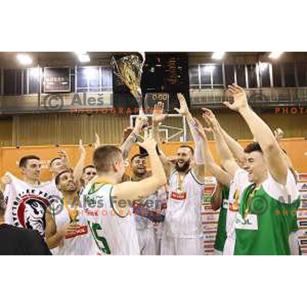 action during Slovenian basketball SuperCup between Petrol Olimpija and Krka in Tivoli Hall, Ljubljana on September 28, 2017