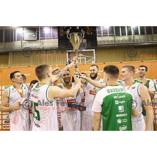 action during Slovenian basketball SuperCup between Petrol Olimpija and Krka in Tivoli Hall, Ljubljana on September 28, 2017