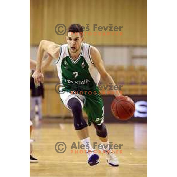 action during Slovenian basketball SuperCup between Petrol Olimpija and Krka in Tivoli Hall, Ljubljana on September 28, 2017