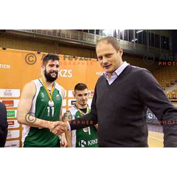 action during Slovenian basketball SuperCup between Petrol Olimpija and Krka in Tivoli Hall, Ljubljana on September 28, 2017