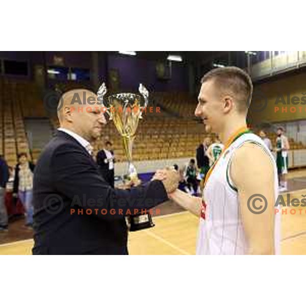 action during Slovenian basketball SuperCup between Petrol Olimpija and Krka in Tivoli Hall, Ljubljana on September 28, 2017