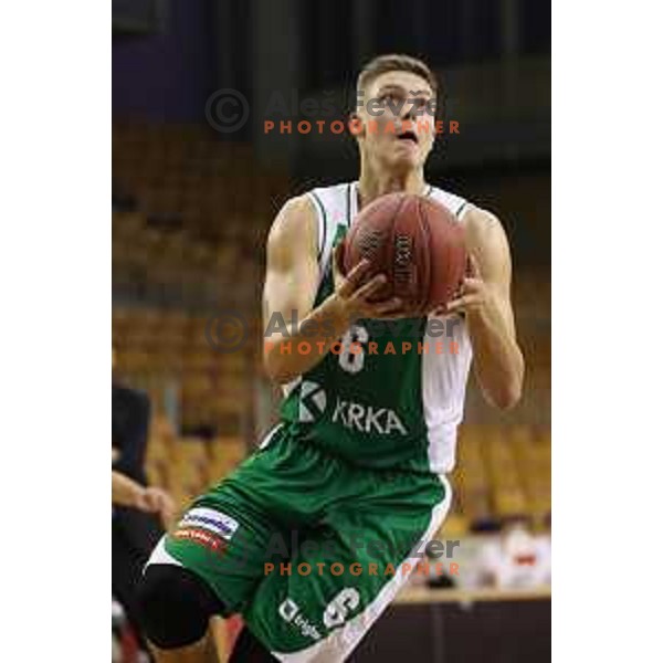 action during Slovenian basketball SuperCup between Petrol Olimpija and Krka in Tivoli Hall, Ljubljana on September 28, 2017