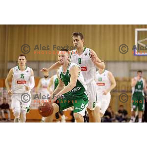 action during Slovenian basketball SuperCup between Petrol Olimpija and Krka in Tivoli Hall, Ljubljana on September 28, 2017