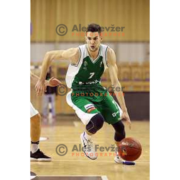 action during Slovenian basketball SuperCup between Petrol Olimpija and Krka in Tivoli Hall, Ljubljana on September 28, 2017