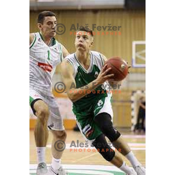 action during Slovenian basketball SuperCup between Petrol Olimpija and Krka in Tivoli Hall, Ljubljana on September 28, 2017