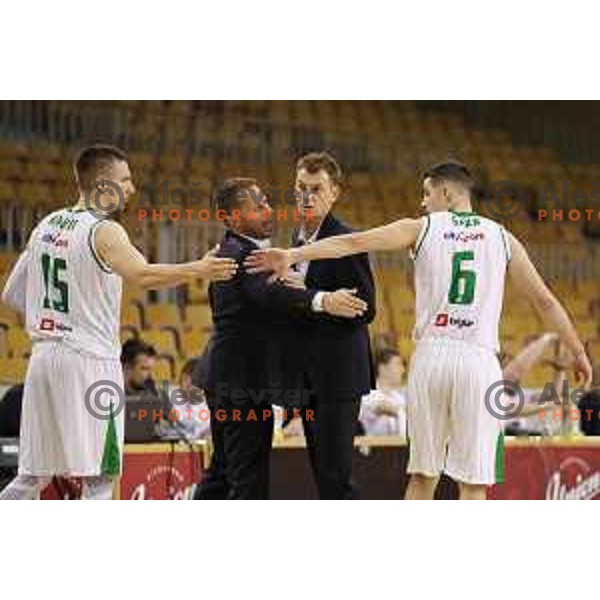 action during Slovenian basketball SuperCup between Petrol Olimpija and Krka in Tivoli Hall, Ljubljana on September 28, 2017