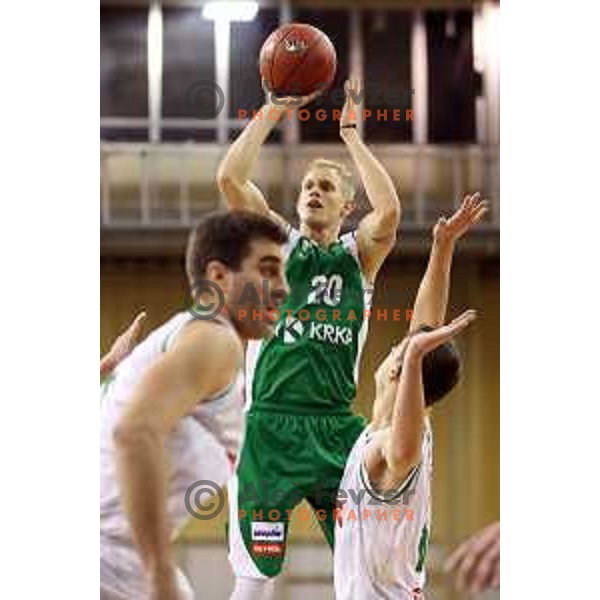action during Slovenian basketball SuperCup between Petrol Olimpija and Krka in Tivoli Hall, Ljubljana on September 28, 2017