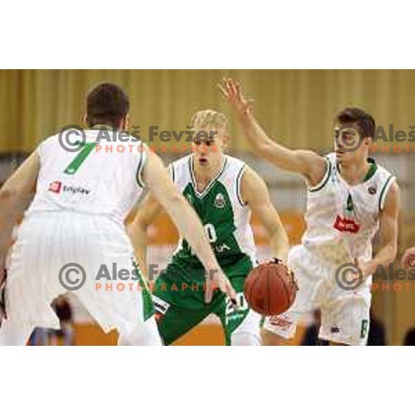 action during Slovenian basketball SuperCup between Petrol Olimpija and Krka in Tivoli Hall, Ljubljana on September 28, 2017