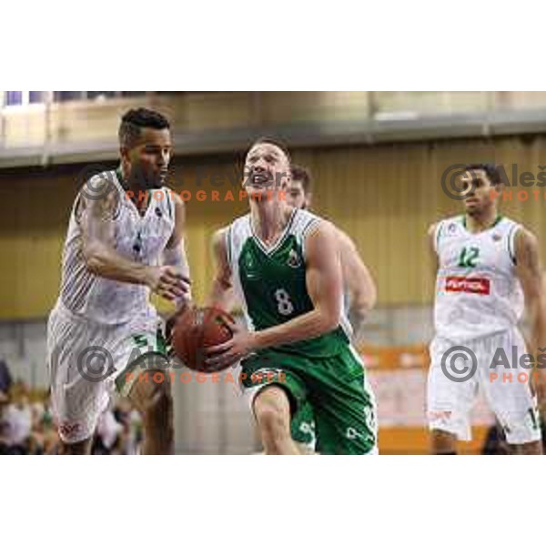 action during Slovenian basketball SuperCup between Petrol Olimpija and Krka in Tivoli Hall, Ljubljana on September 28, 2017