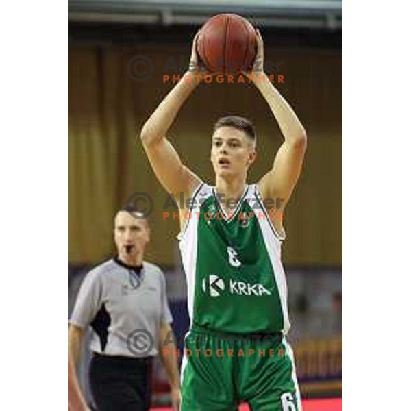 action during Slovenian basketball SuperCup between Petrol Olimpija and Krka in Tivoli Hall, Ljubljana on September 28, 2017