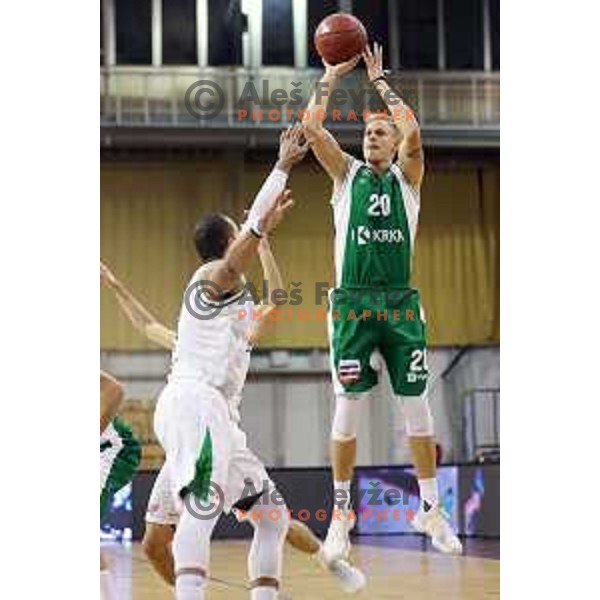 action during Slovenian basketball SuperCup between Petrol Olimpija and Krka in Tivoli Hall, Ljubljana on September 28, 2017