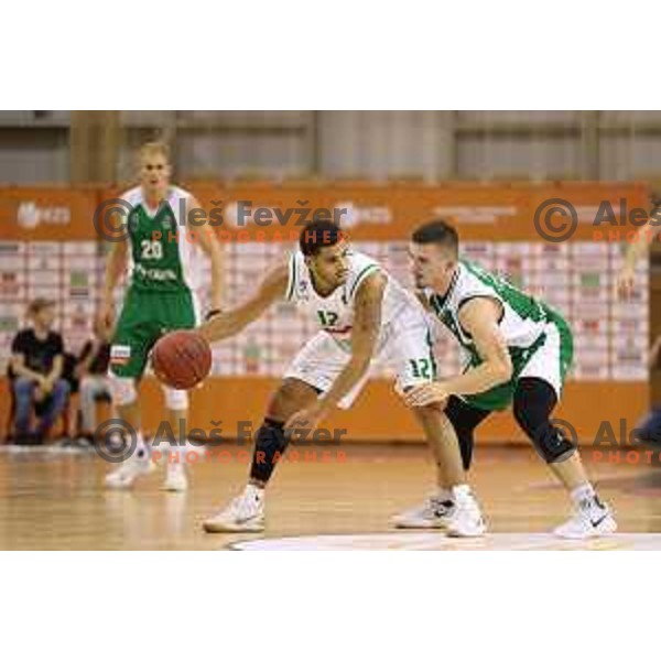 action during Slovenian basketball SuperCup between Petrol Olimpija and Krka in Tivoli Hall, Ljubljana on September 28, 2017