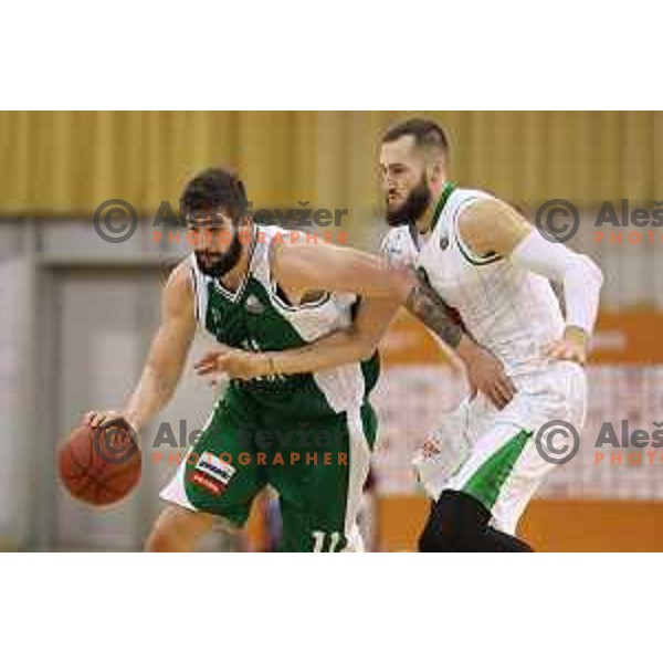 action during Slovenian basketball SuperCup between Petrol Olimpija and Krka in Tivoli Hall, Ljubljana on September 28, 2017