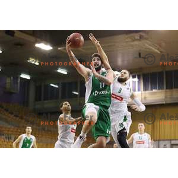 action during Slovenian basketball SuperCup between Petrol Olimpija and Krka in Tivoli Hall, Ljubljana on September 28, 2017