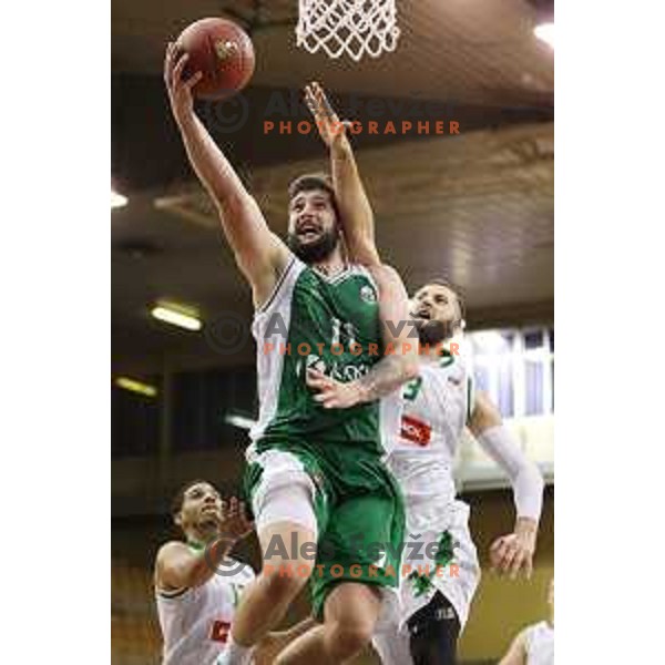action during Slovenian basketball SuperCup between Petrol Olimpija and Krka in Tivoli Hall, Ljubljana on September 28, 2017