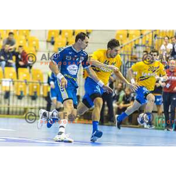 Celje’s Daniel Dujshebaev (44) in action during EHF Champions League match between Celje PL (Slovenia) and PGE Vive Kielce (Poland) in Zlatorog Hall, Celje on September 30th, 2017