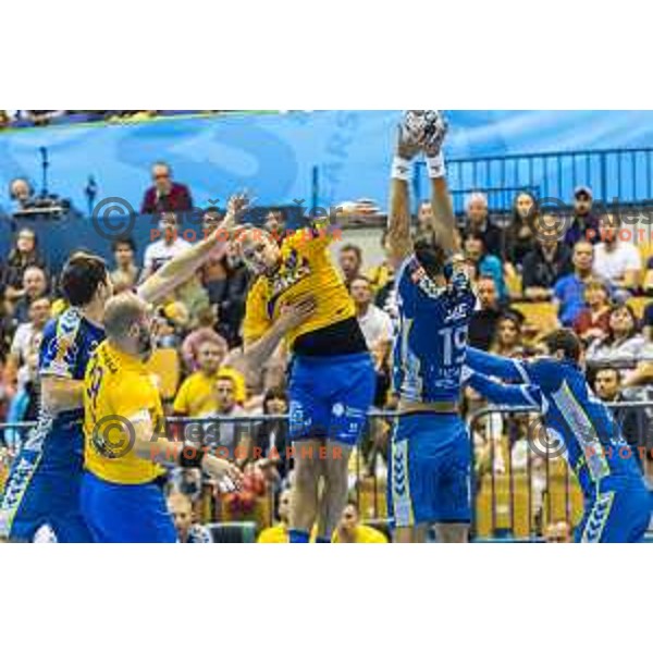 Celje’s Ziga Mlakar (55) in action during EHF Champions League match between Celje PL (Slovenia) and PGE Vive Kielce (Poland) in Zlatorog Hall, Celje on September 30th, 2017