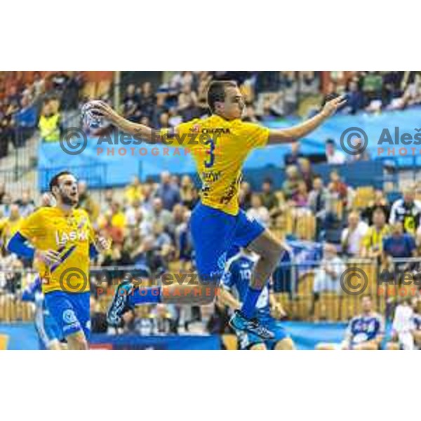 Celje’s Jan Jurecic (3) in action during EHF Champions League match between Celje PL (Slovenia) and PGE Vive Kielce (Poland) in Zlatorog Hall, Celje on September 30th, 2017