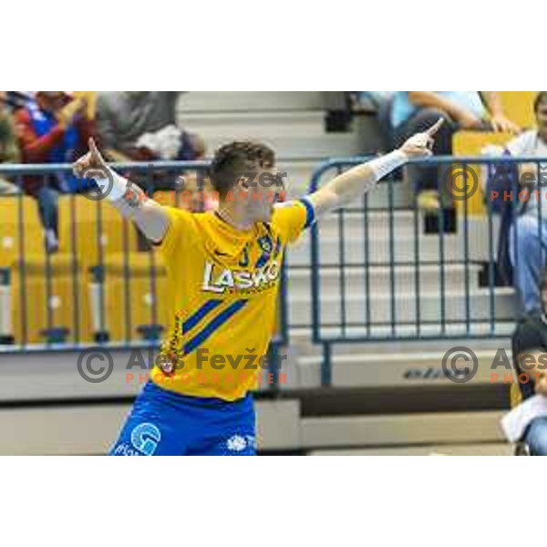 Celje’s Jaka Malus (5) reacting during EHF Champions League match between Celje PL (Slovenia) and PGE Vive Kielce (Poland) in Zlatorog Hall, Celje on September 30th, 2017