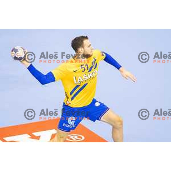 Celje’s Borut Mackovsek (51) in action during EHF Champions League match between Celje PL (Slovenia) and PGE Vive Kielce (Poland) in Zlatorog Hall, Celje on September 30th, 2017