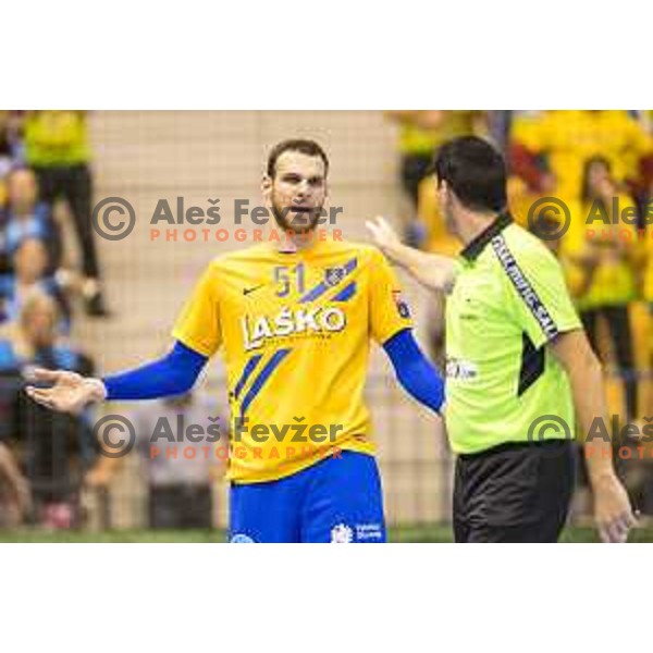 Celje’s Borut Mackovsek (51) reacting during EHF Champions League match between Celje PL (Slovenia) and PGE Vive Kielce (Poland) in Zlatorog Hall, Celje on September 30th, 2017