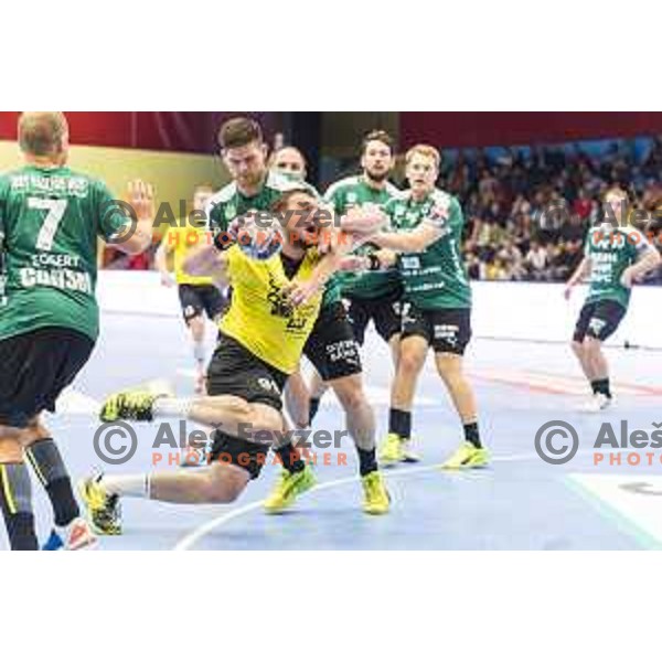 Gorenje’s Zarko Pejovic (99) in action during EHF Champions League match between Gorenje Velenje and Skjern Handbold, in Red Hall, Velenje on October 1st, 2017 