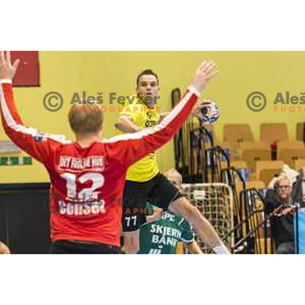 Gorenje’s Matjaz Brumen (77) in action during EHF Champions League match between Gorenje Velenje and Skjern Handbold, in Red Hall, Velenje on October 1st, 2017 