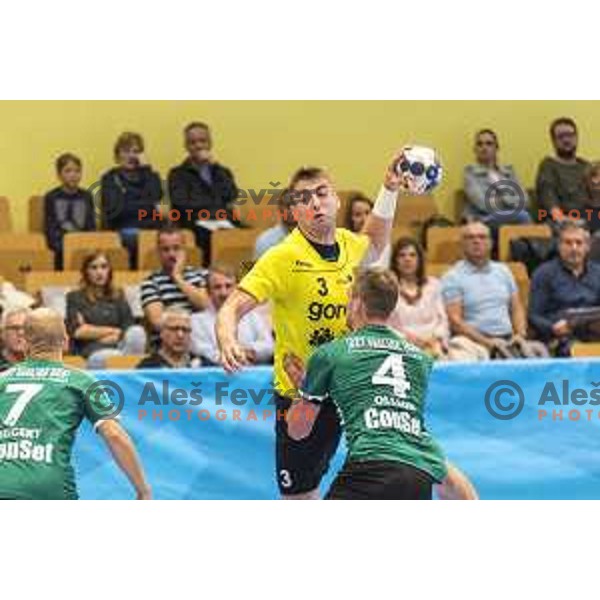 Gorenje’s Nejc Cehte (3) in action during EHF Champions League match between Gorenje Velenje and Skjern Handbold, in Red Hall, Velenje on October 1st, 2017 