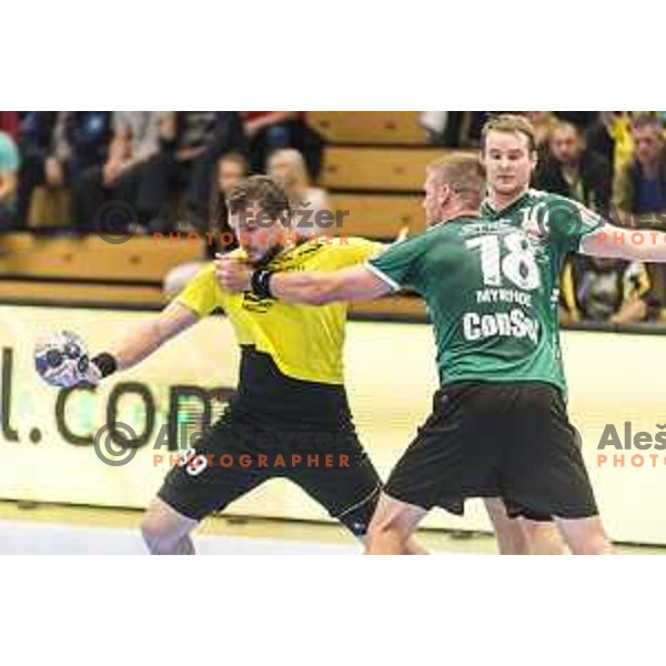 Gorenje’s Zarko Pejovic (99) in action during EHF Champions League match between Gorenje Velenje and Skjern Handbold, in Red Hall, Velenje on October 1st, 2017 