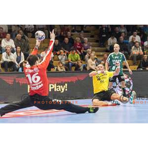 Gorenje’s Alem Toskic (19) in action during EHF Champions League match between Gorenje Velenje and Skjern Handbold, in Red Hall, Velenje on October 1st, 2017 