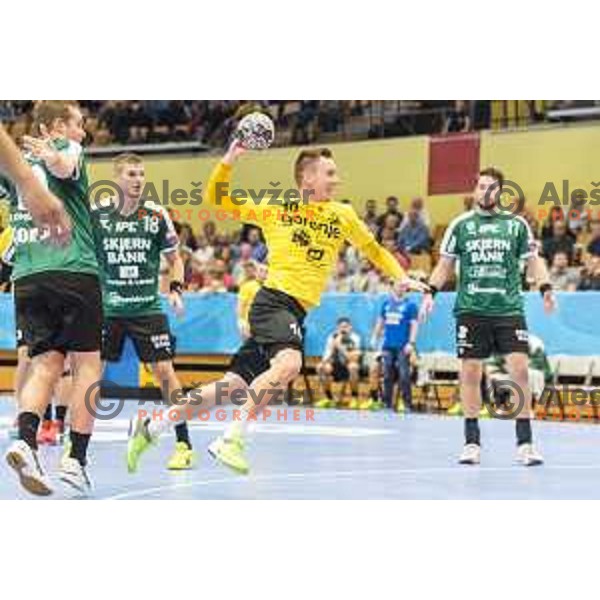 Gorenje’s Rok Ovnicek (10) in action during EHF Champions League match between Gorenje Velenje and Skjern Handbold, in Red Hall, Velenje on October 1st, 2017 