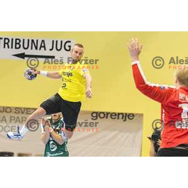 Gorenje’s Niko Medved (5) in action during EHF Champions League match between Gorenje Velenje and Skjern Handbold, in Red Hall, Velenje on October 1st, 2017 