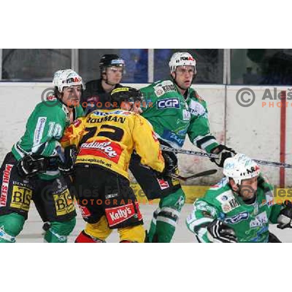 Yarema, Marcel Rodman, Kuznik at ice-hockey match ZM Olimpija-Vienna Capitals in Ebel league, played in Ljubljana, Slovenia 7.12.2007. Photo by Ales Fevzer 