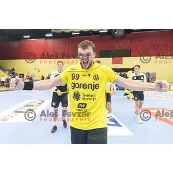 Gorenje’s Zarko Pejovic (99) in action during EHF Champions League match between Gorenje Velenje and Skjern Handbold, in Red Hall, Velenje on October 1st, 2017 