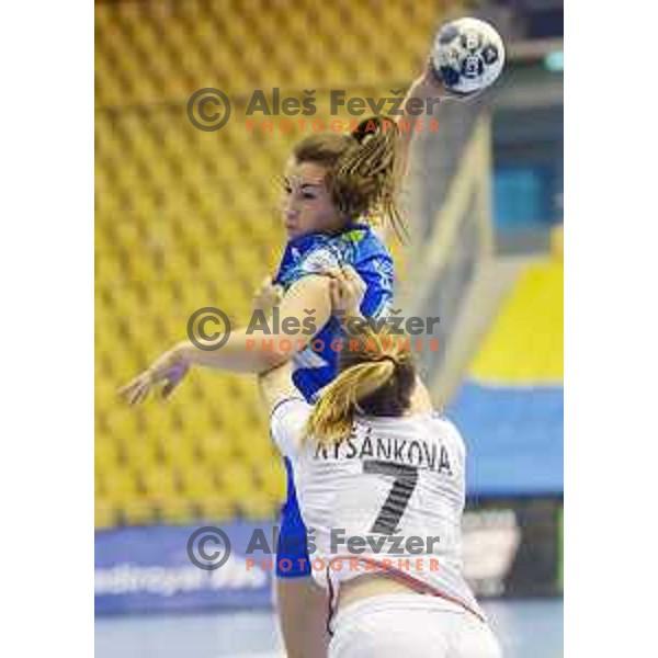 action during qualification match between Slovenia and Czech Republic in Zlatorog Hall, Celje on October 1, 2017